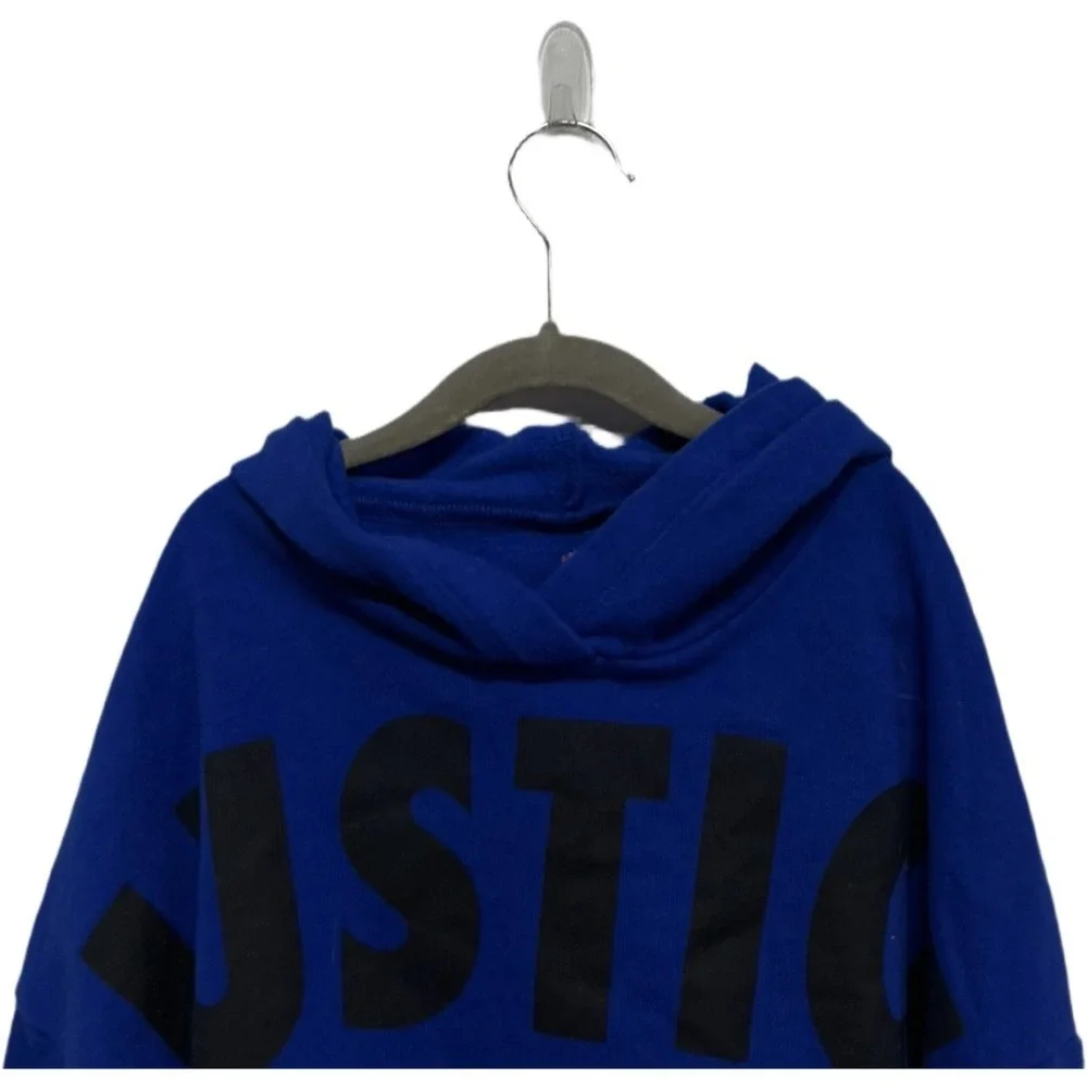Justice Blue Hoodie Girls Size Small 6/7 Logo Casual Pullover